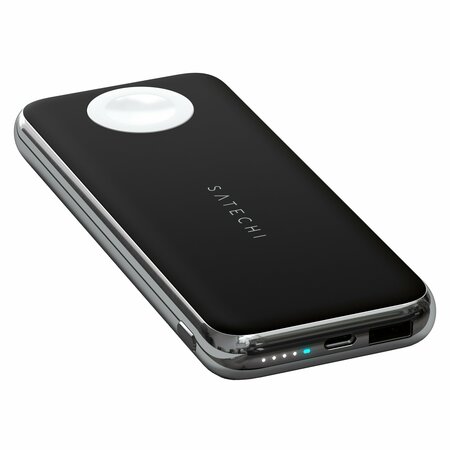 SATECHI Quatro Wireless Power Bank 10,000 Mah, Space Gray And Black ST-UC10WPBM